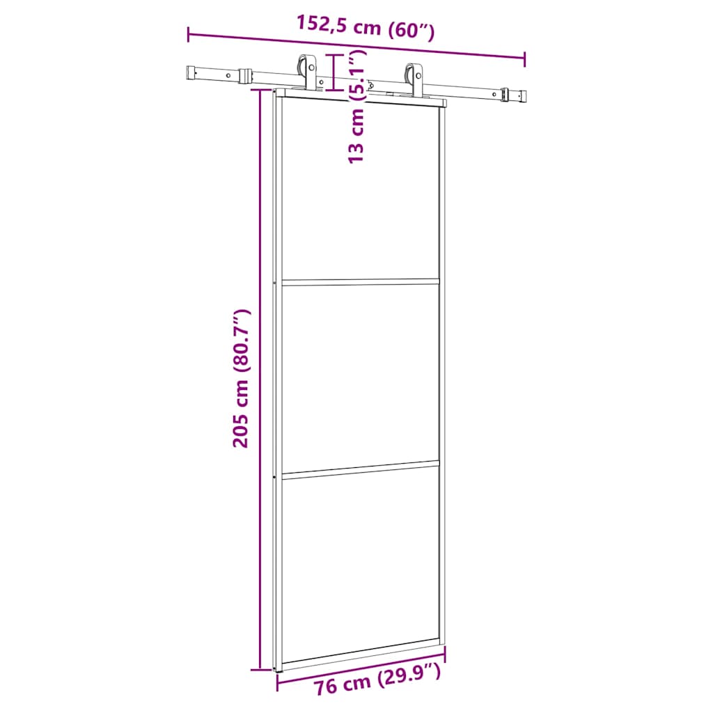 Liukuovi Asennustarvikkeilla Musta 76X205 Cm Esg Lasi