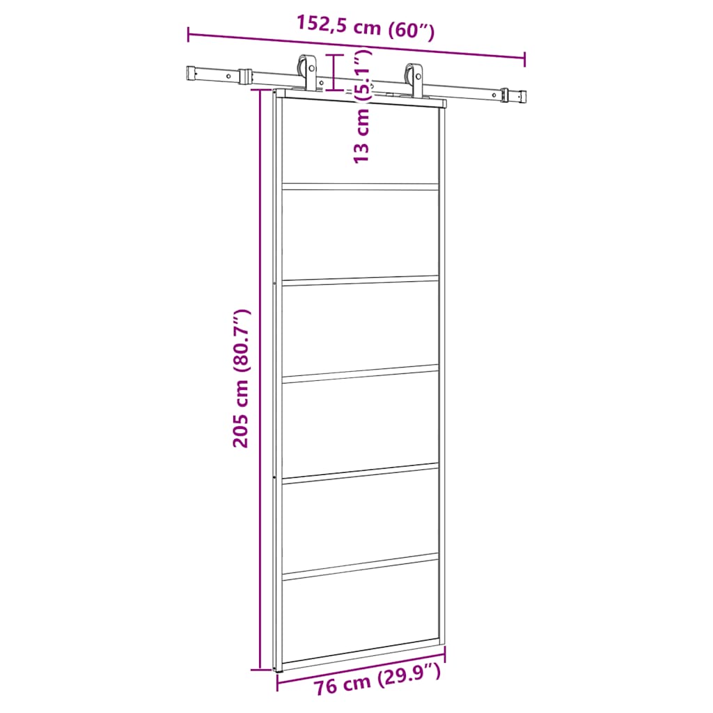 Liukuovi Asennustarvikkeilla Musta 76X205 Cm Esg Lasi