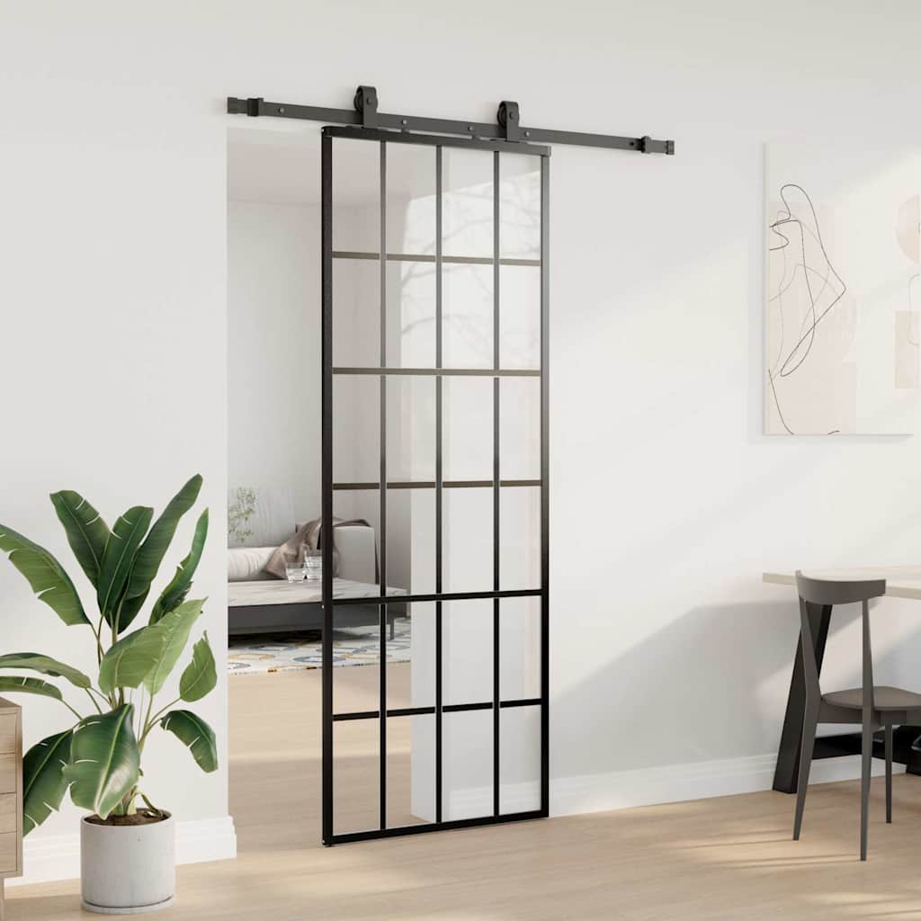Liukuovi Asennustarvikkeilla Musta 76X205 Cm Esg Lasi