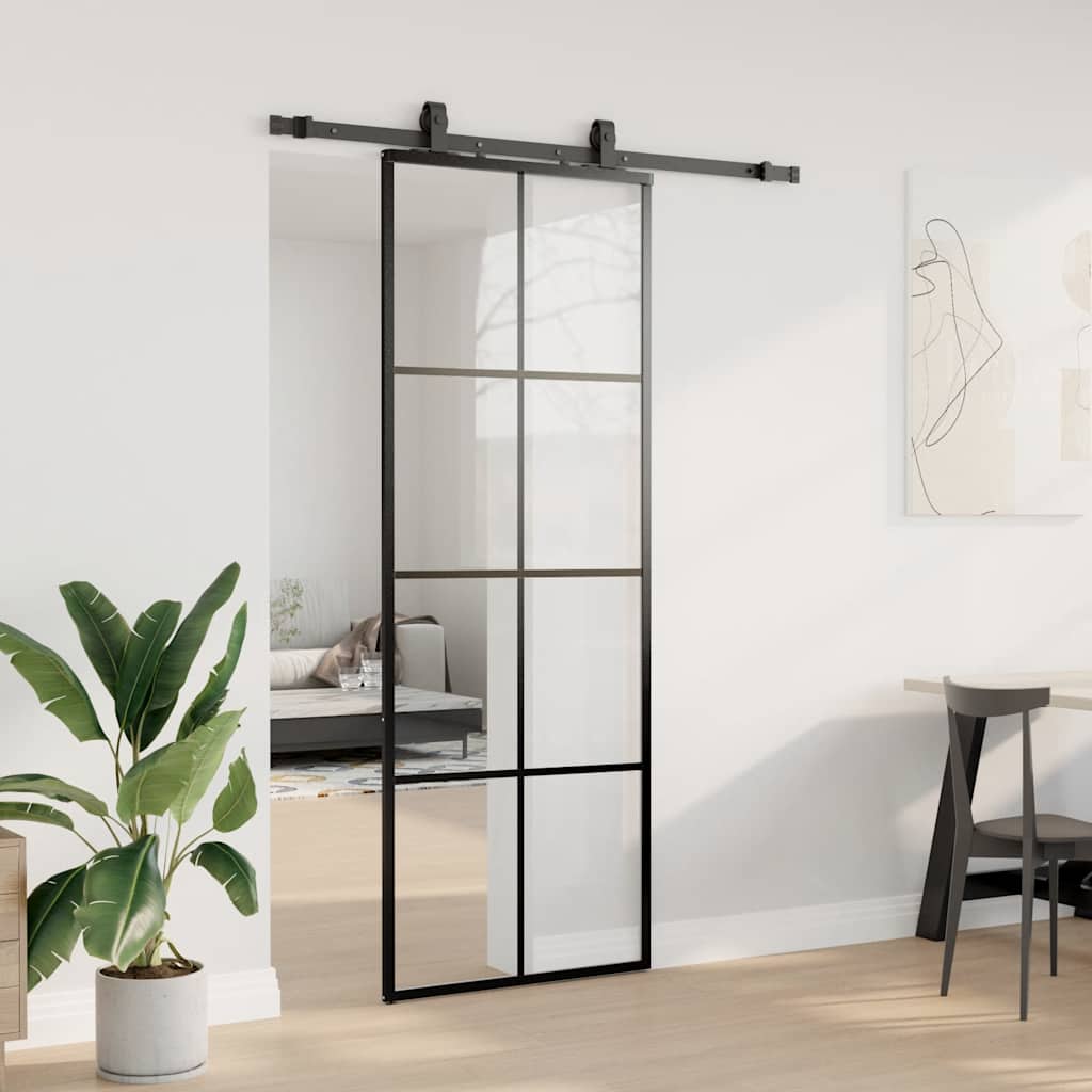 Liukuovi Asennustarvikkeilla Musta 76X205 Cm Esg Lasi