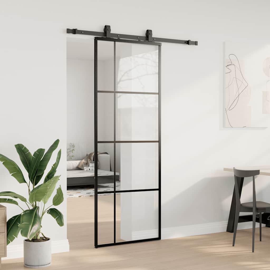 Liukuovi Asennustarvikkeilla Musta 76X205 Cm Esg Lasi