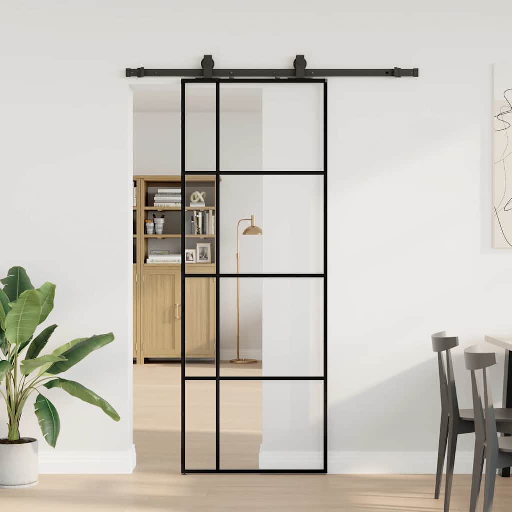 Liukuovi Asennustarvikkeilla Musta 76X205 Cm Esg Lasi