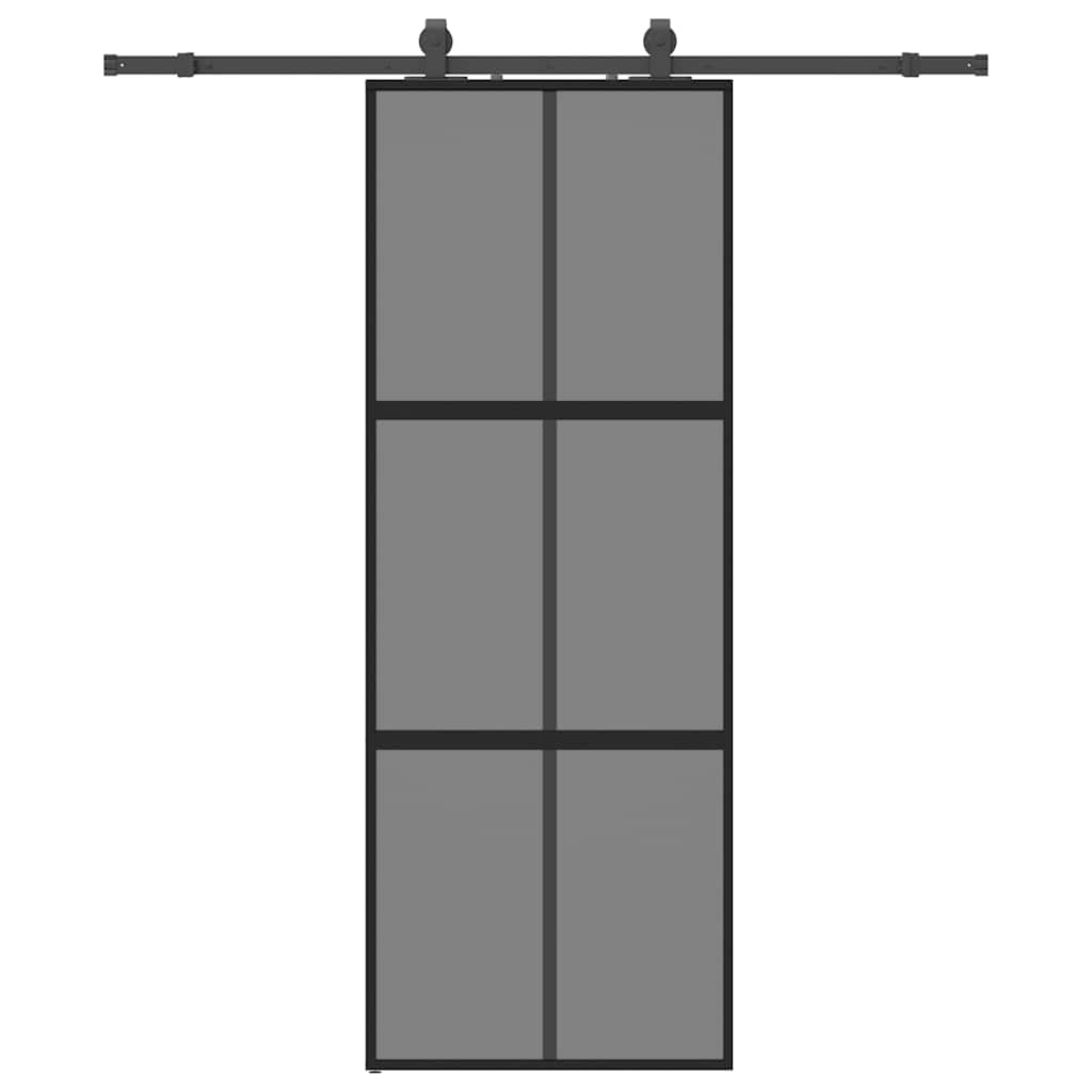 Liukuovi Laitteistosarjalla Musta 76X205 Cm Karkaistu Lasi