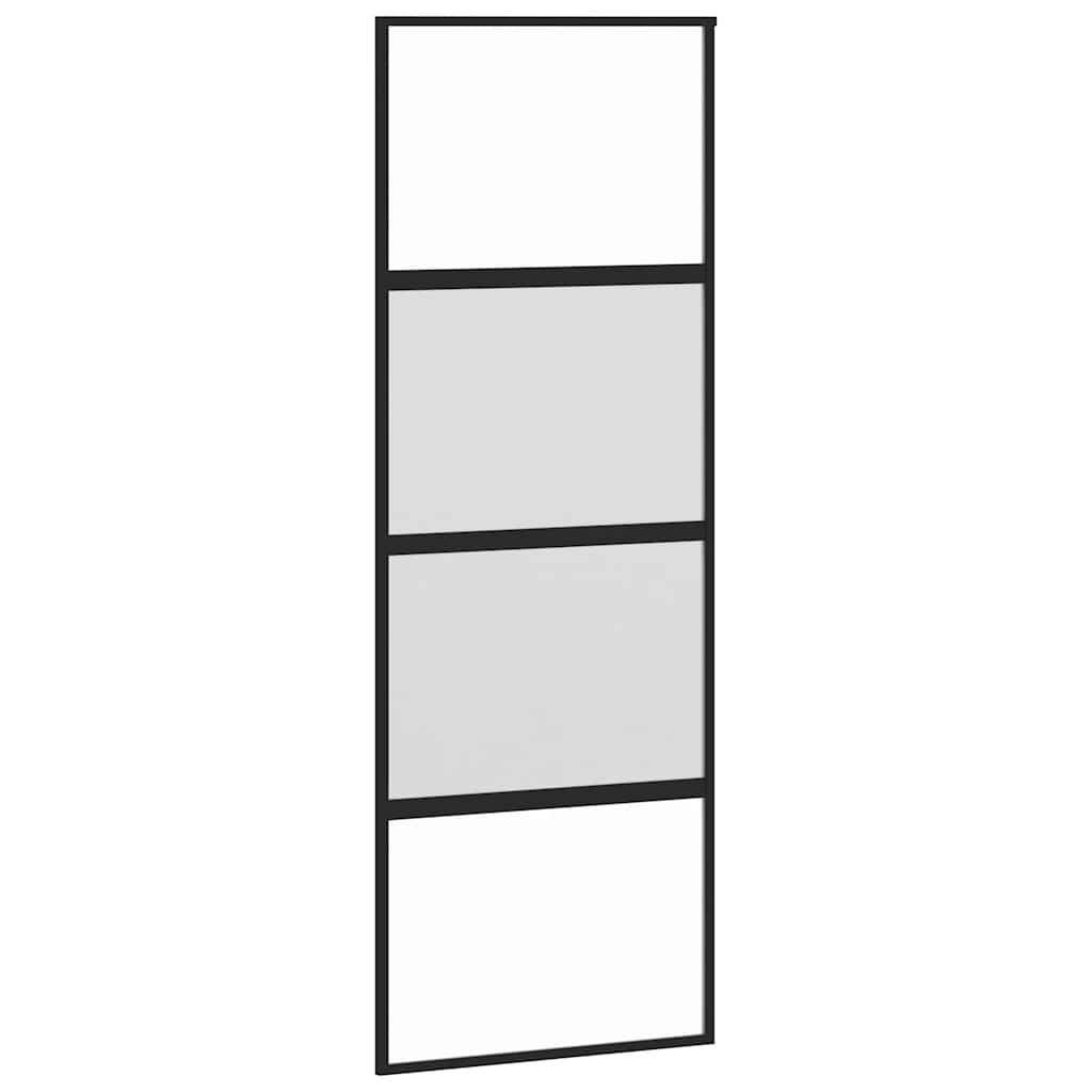Liukuovi Laitteistosarjalla Musta 76X205 Cm Karkaistu Lasi