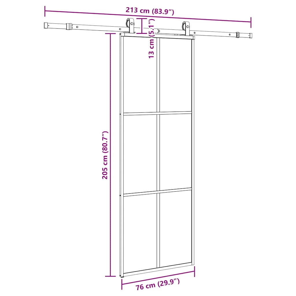 Liukuovi Asennustarvikkeilla Musta 76X205 Cm Esg Lasi