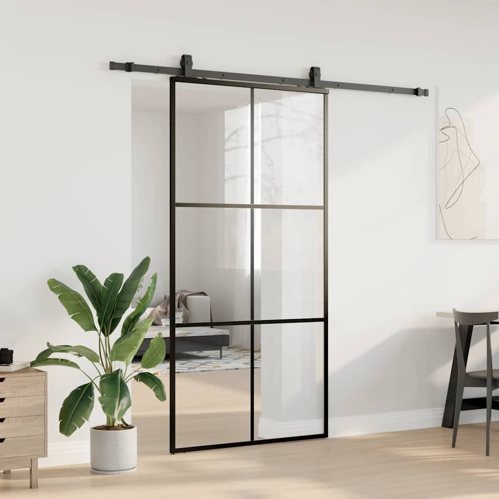 Liukuovi Laitteistosarjalla Musta 102X205 Cm Esg Lasi