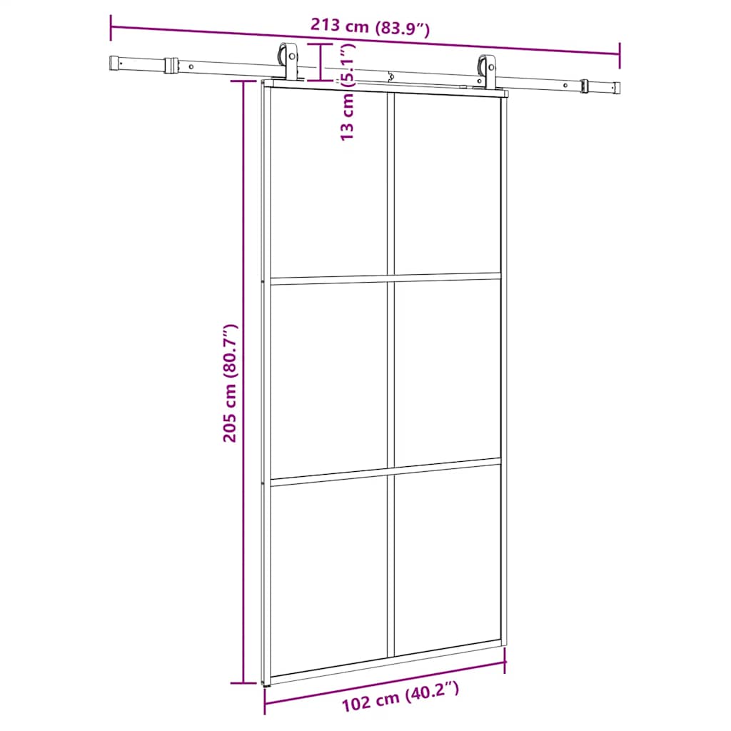 Liukuovi Laitteistosarjalla Musta 102X205 Cm Esg Lasi