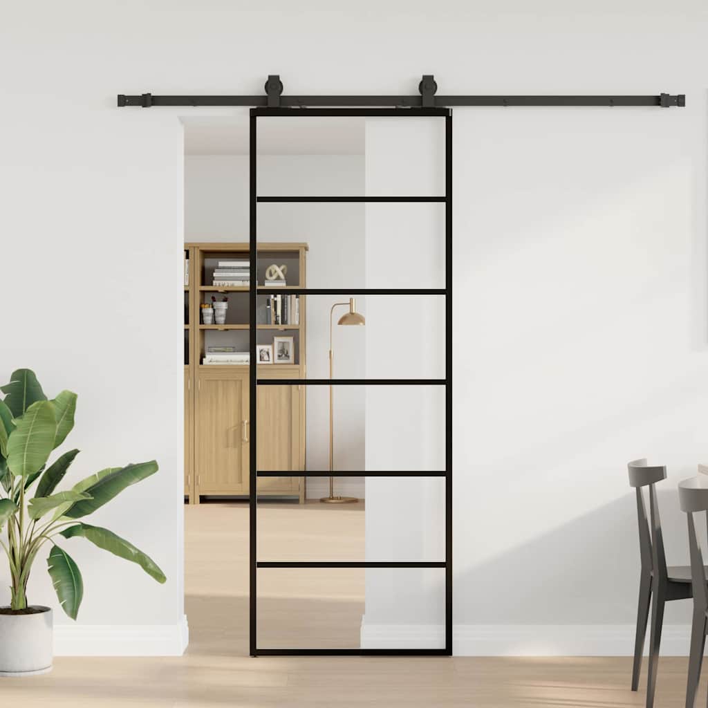 Liukuovi Asennustarvikkeilla Musta 76X205 Cm Esg Lasi