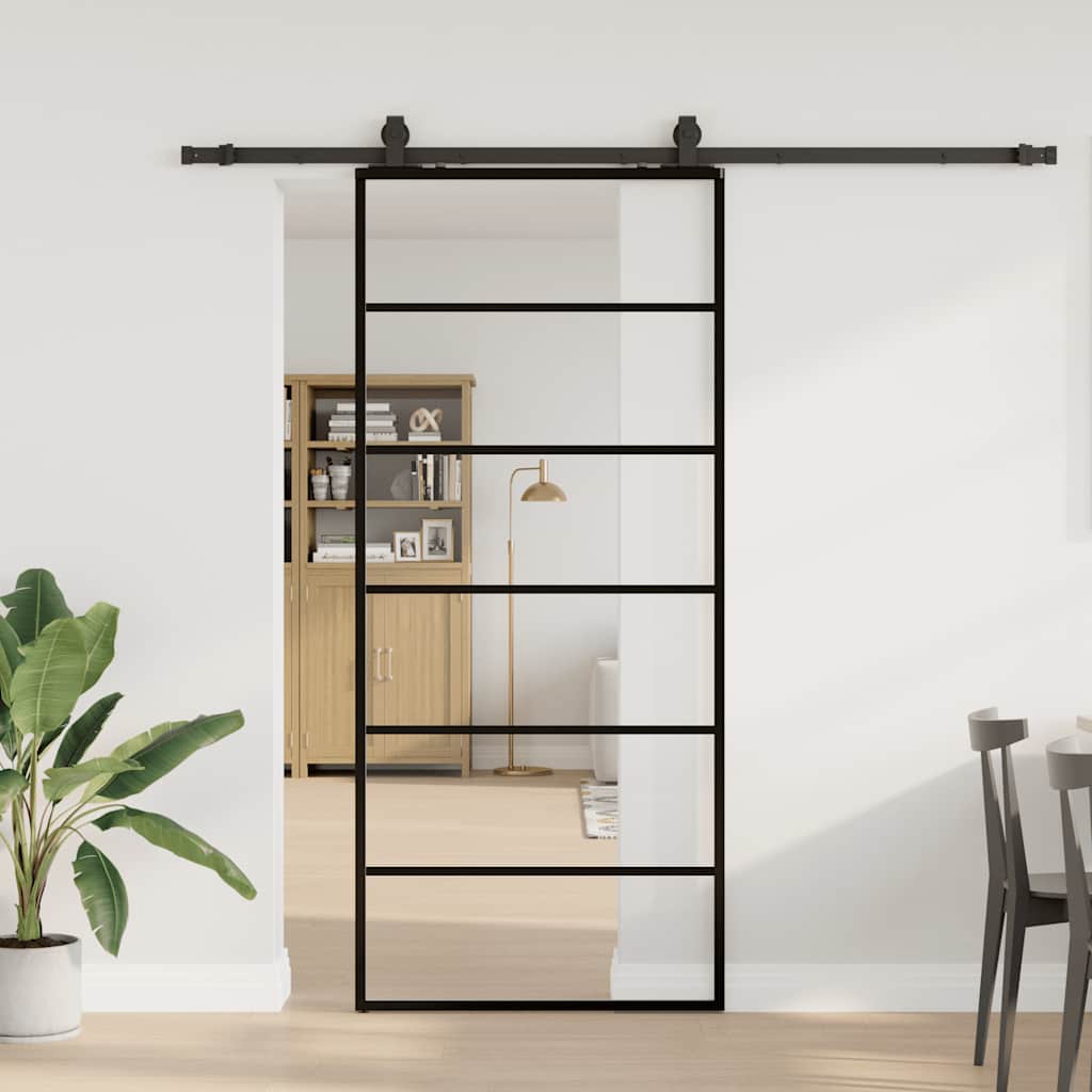 Liukuovi Asennustarvikkeilla Musta 90X205 Cm Esg Lasi