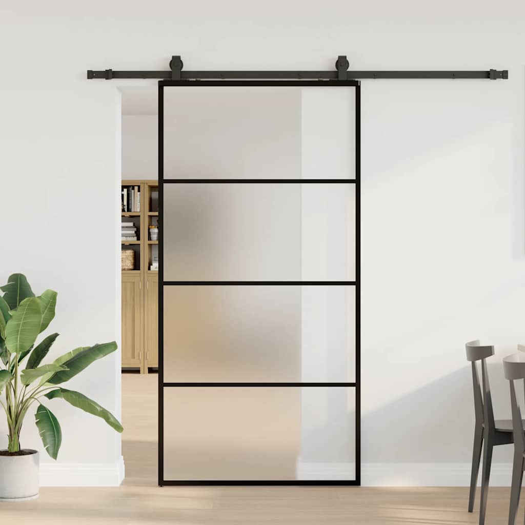 Liukuovi Laitteistosarjalla Musta 102X205 Cm Esg Lasi