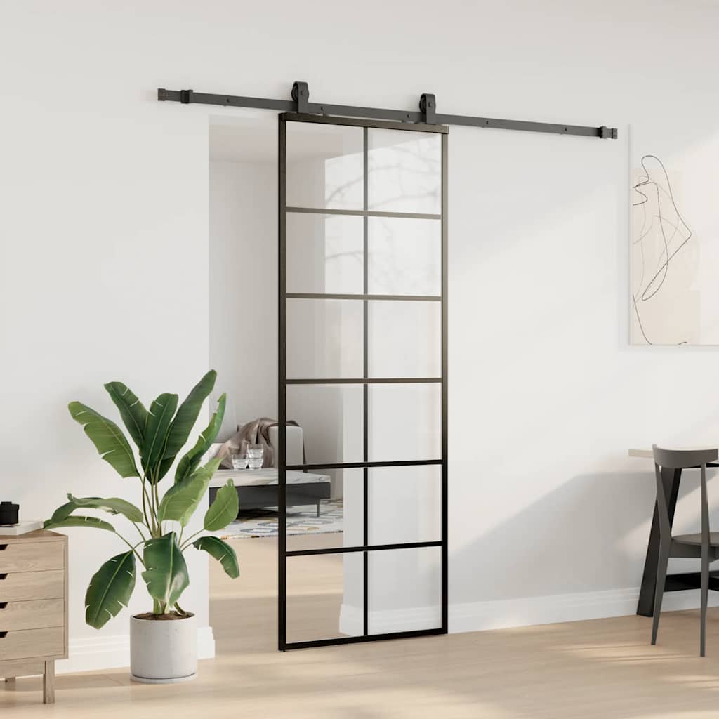 Liukuovi Asennustarvikkeilla Musta 76X205 Cm Esg Lasi