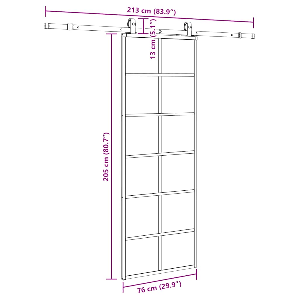 Liukuovi Asennustarvikkeilla Musta 76X205 Cm Esg Lasi