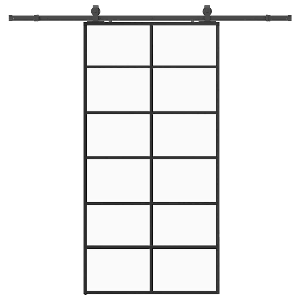 Liukuovi Asennustarvikkeilla Musta 90X205 Cm Esg Lasi