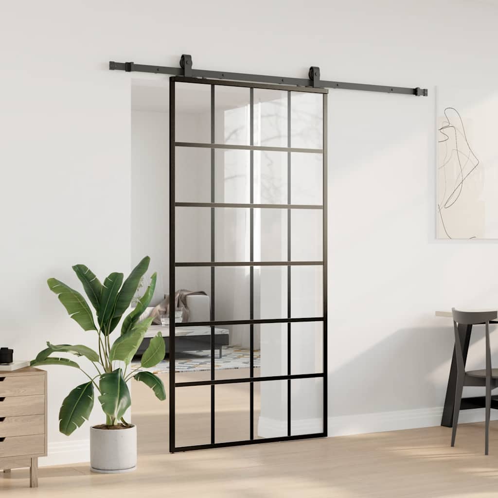 Liukuovi Laitteistosarjalla Musta 102X205 Cm Esg Lasi