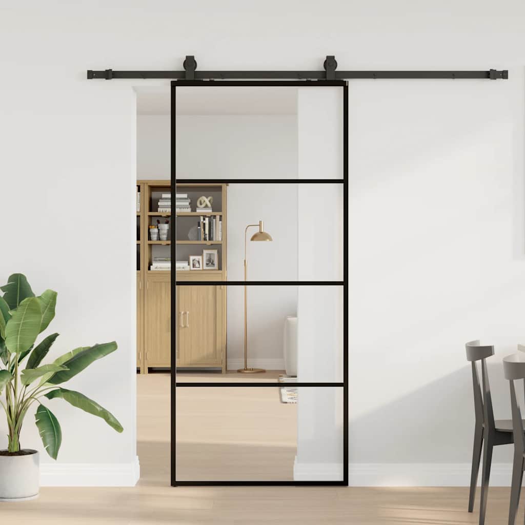 Liukuovi Asennustarvikkeilla Musta 90X205 Cm Esg Lasi