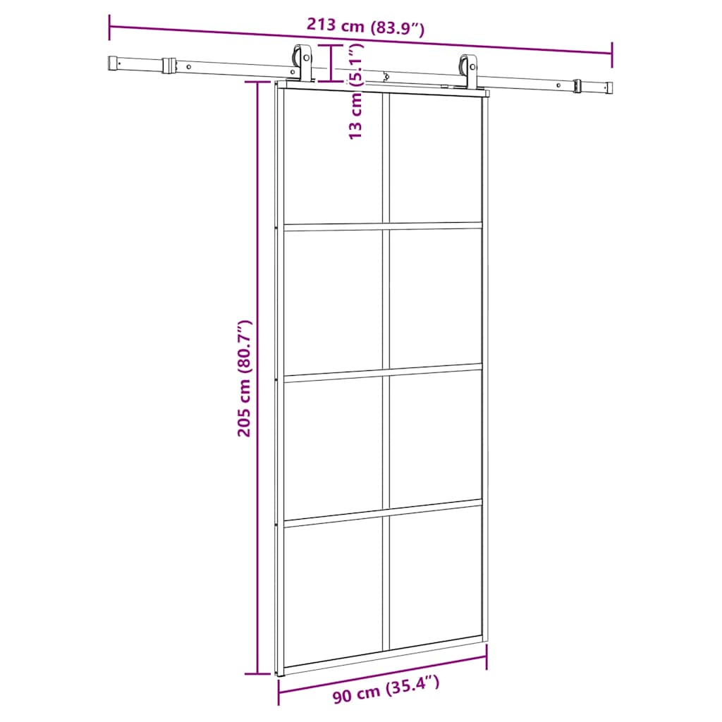Liukuovi Asennustarvikkeilla Musta 90X205 Cm Esg Lasi