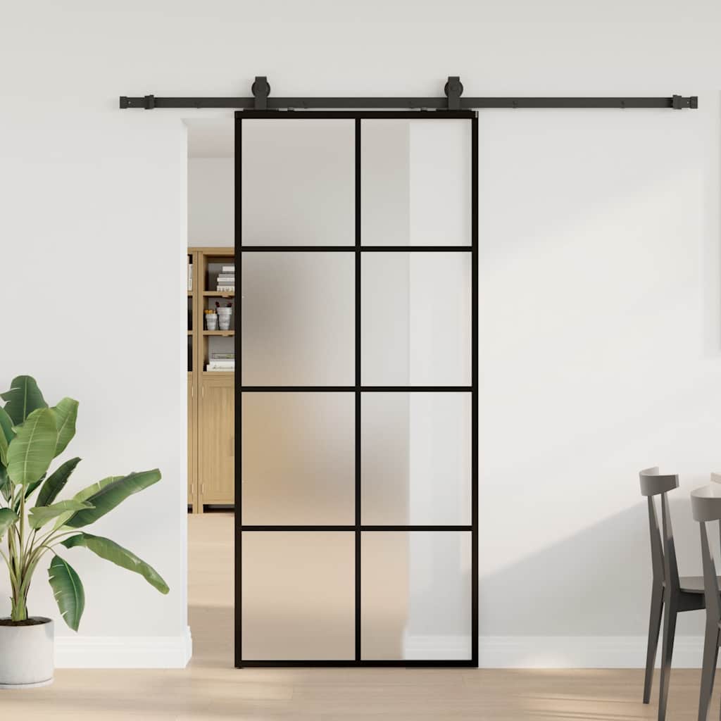 Liukuovi Asennustarvikkeilla Musta 90X205 Cm Esg Lasi