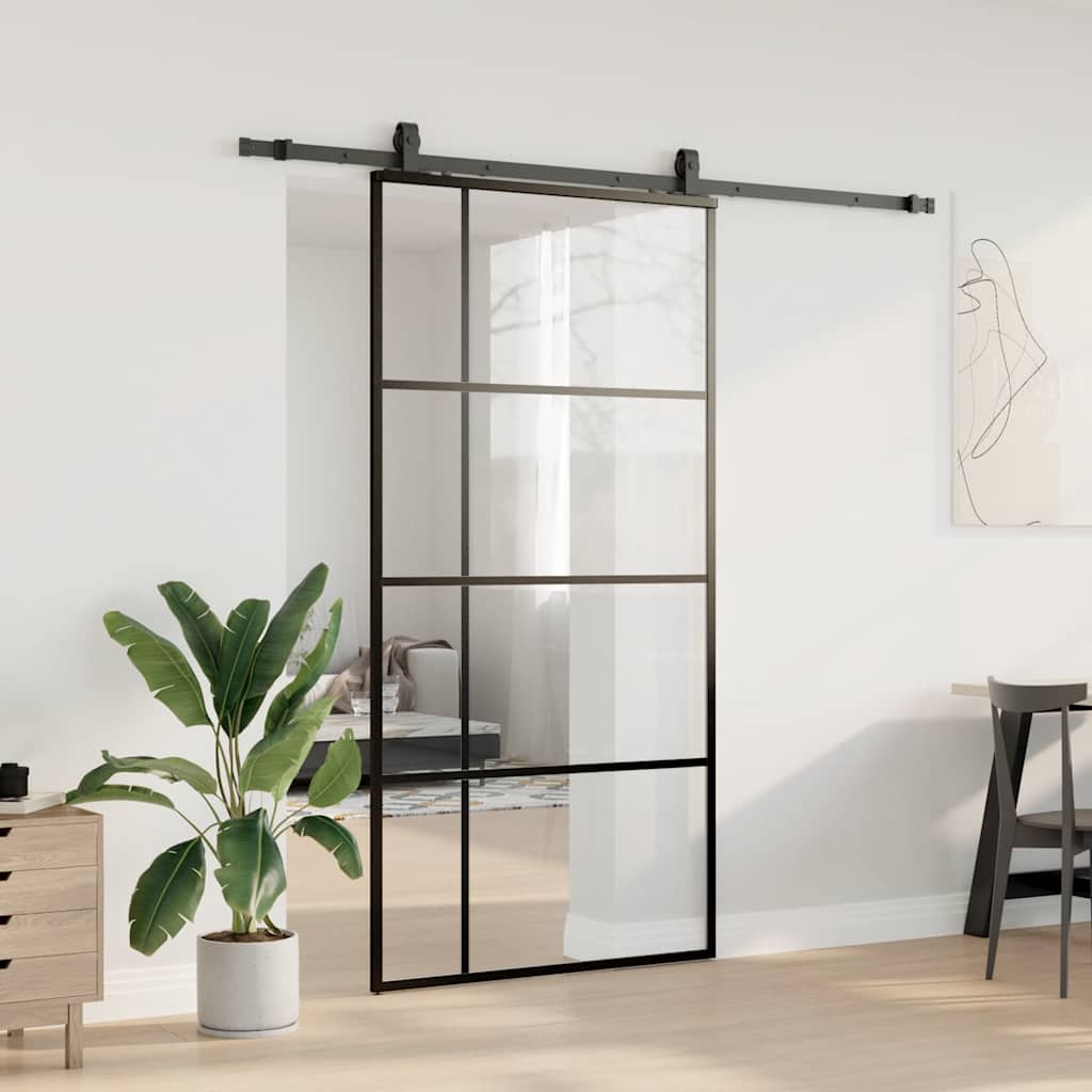 Liukuovi Rautaosilla Musta 102,5X205 Cm Esg-Lasi
