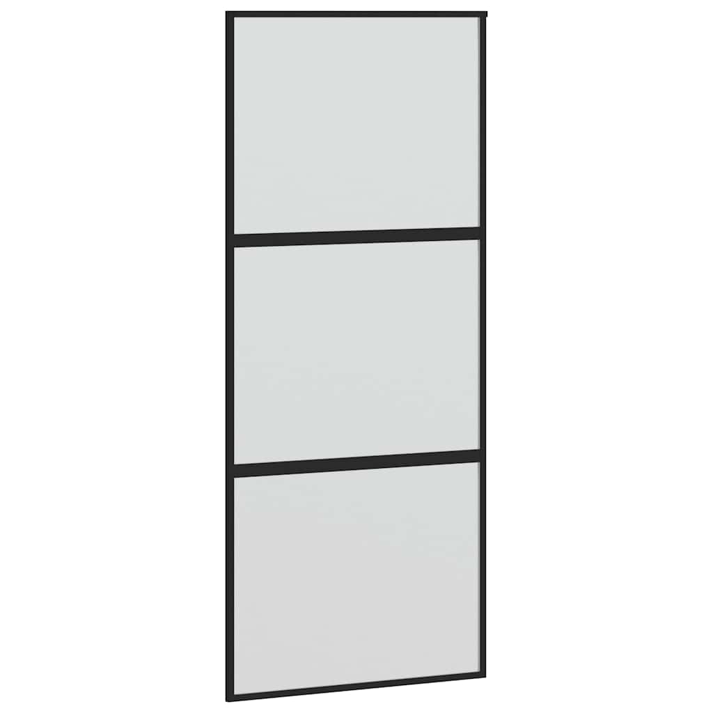 Liukuovi Laitteistosarjalla Musta 90X205 Cm Karkaistu Lasi