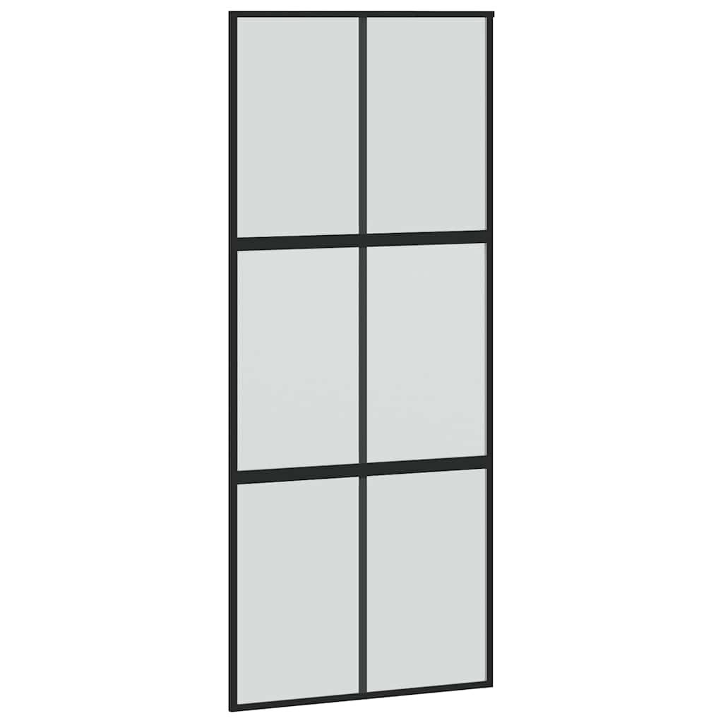 Liukuovi Laitteistosarjalla Musta 90X205 Cm Karkaistu Lasi