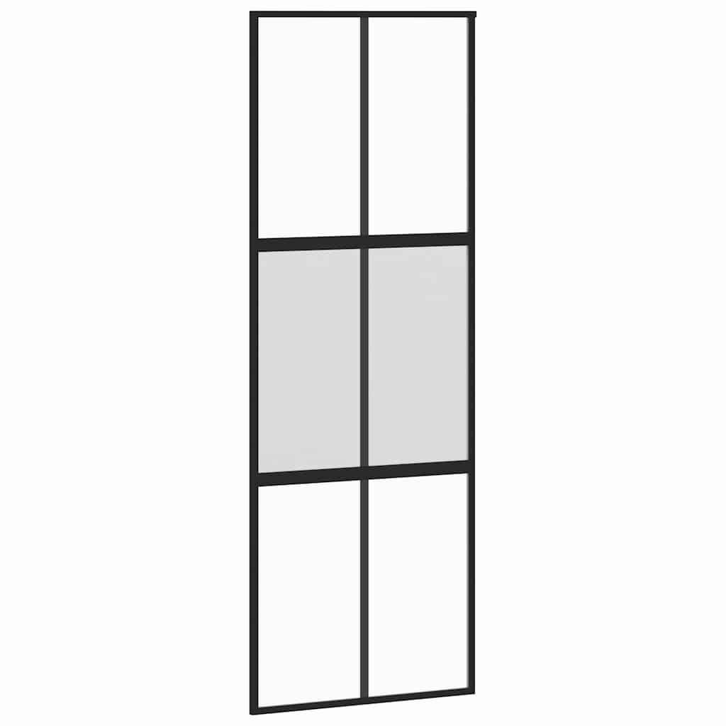 Liukuovi Laitteistosarjalla Musta 76X205 Cm Karkaistu Lasi