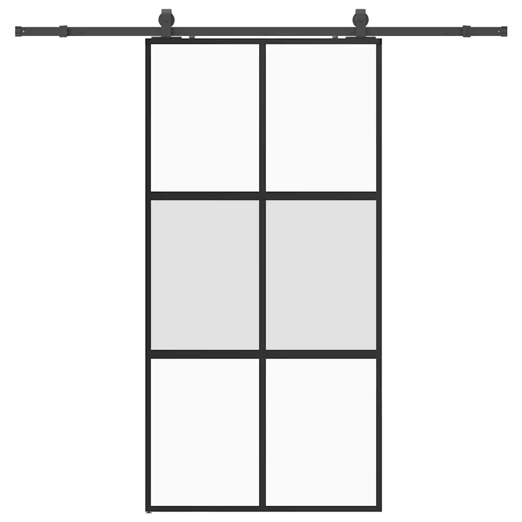 Liukuovi Laitteistosarjalla Musta 102,5X205 Cm Karkaistu Lasi