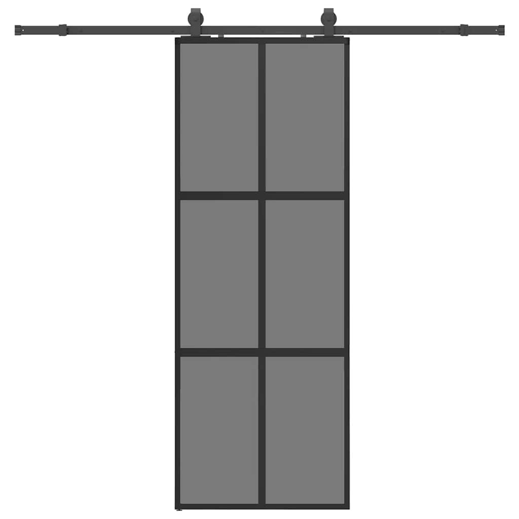 Liukuovi Laitteistosarjalla Musta 76X205 Cm Karkaistu Lasi