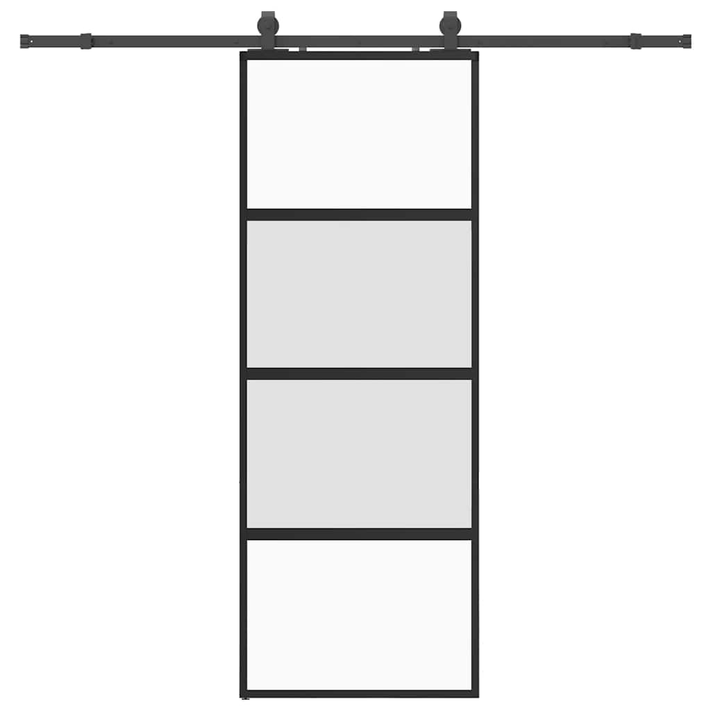 Liukuovi Laitteistosarjalla Musta 76X205 Cm Karkaistu Lasi