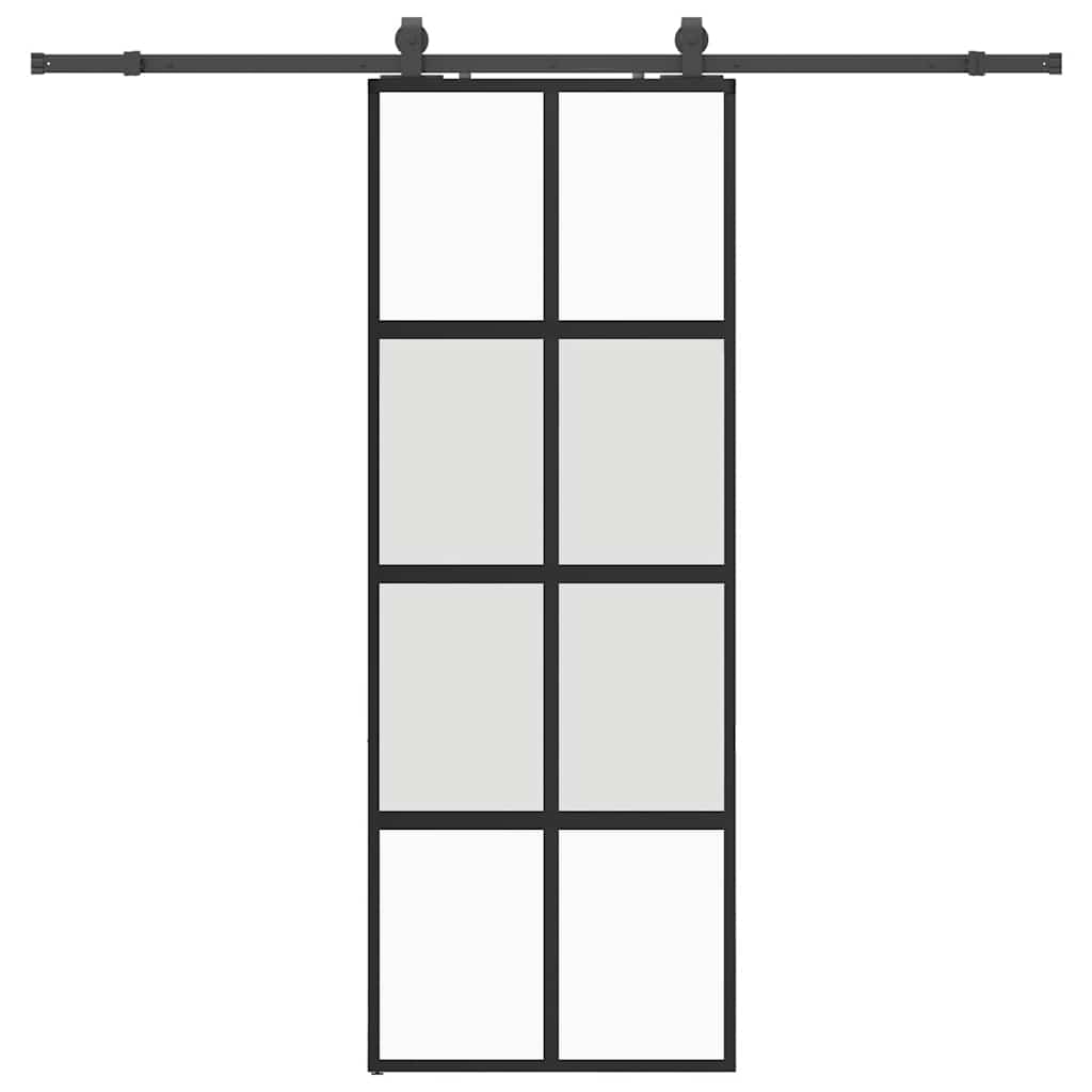 Liukuovi Laitteistosarjalla Musta 76X205 Cm Karkaistu Lasi