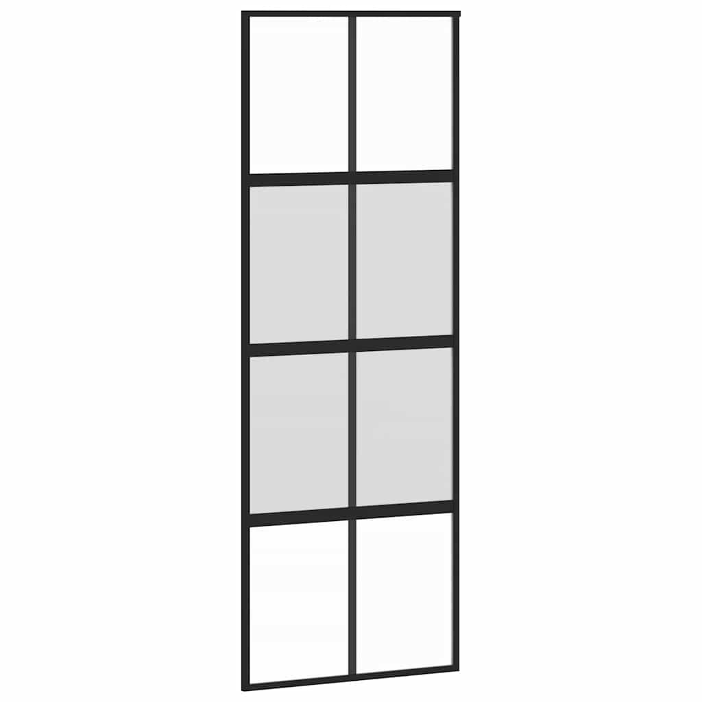 Liukuovi Laitteistosarjalla Musta 76X205 Cm Karkaistu Lasi