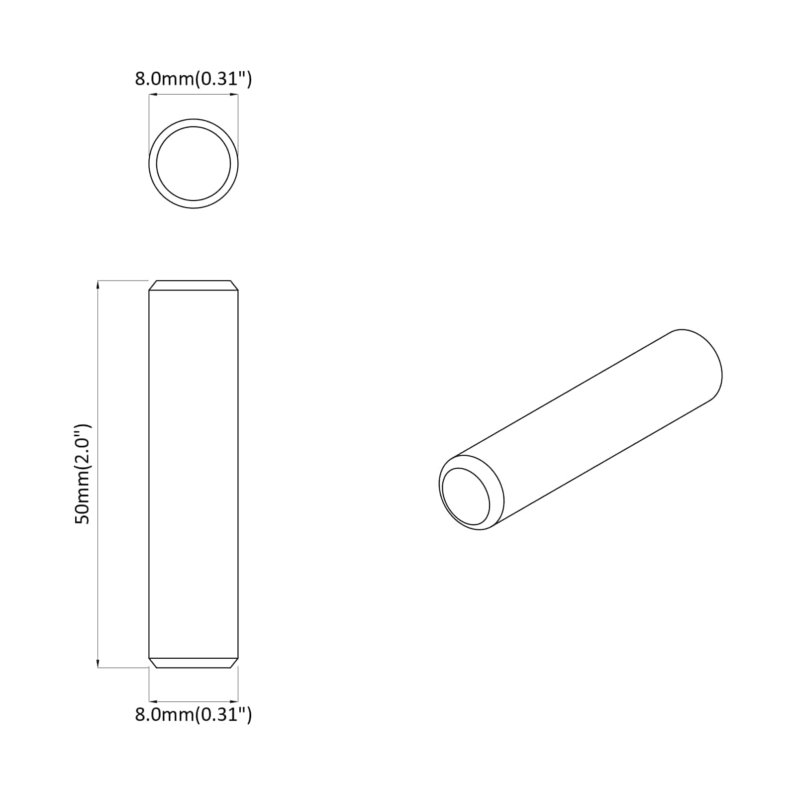 Puutapit 12 Pcs Ruskea Ø 8 X 50 Mm Täysi Puu