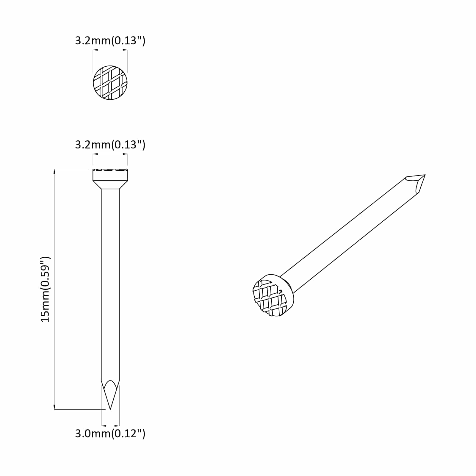 Nauloja Puulle 2 Pcs Hopea Ø 3 X 15 Mm Metalli