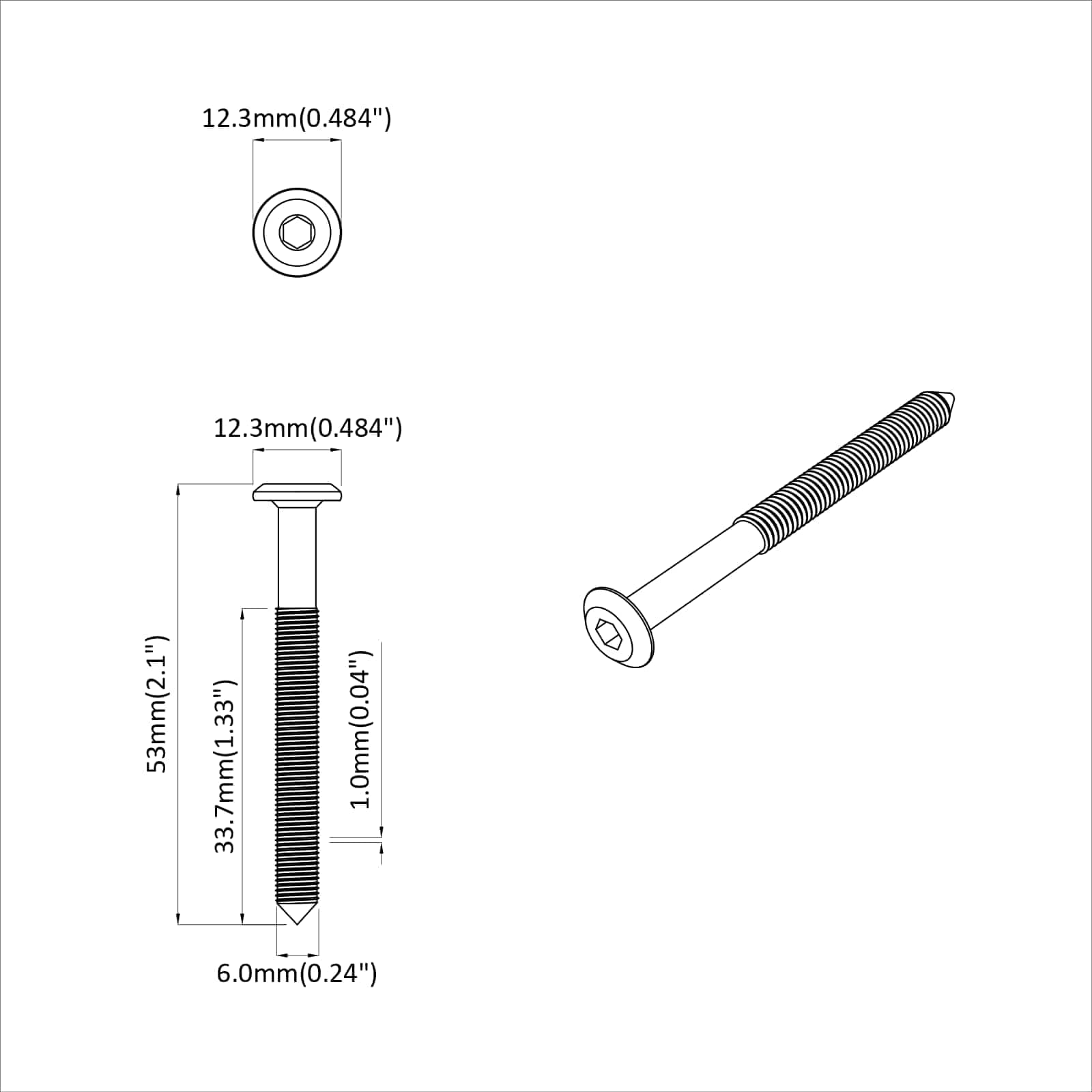 Ruuvi 2 Pcs Hopea M6 X 50 Mm Teräs