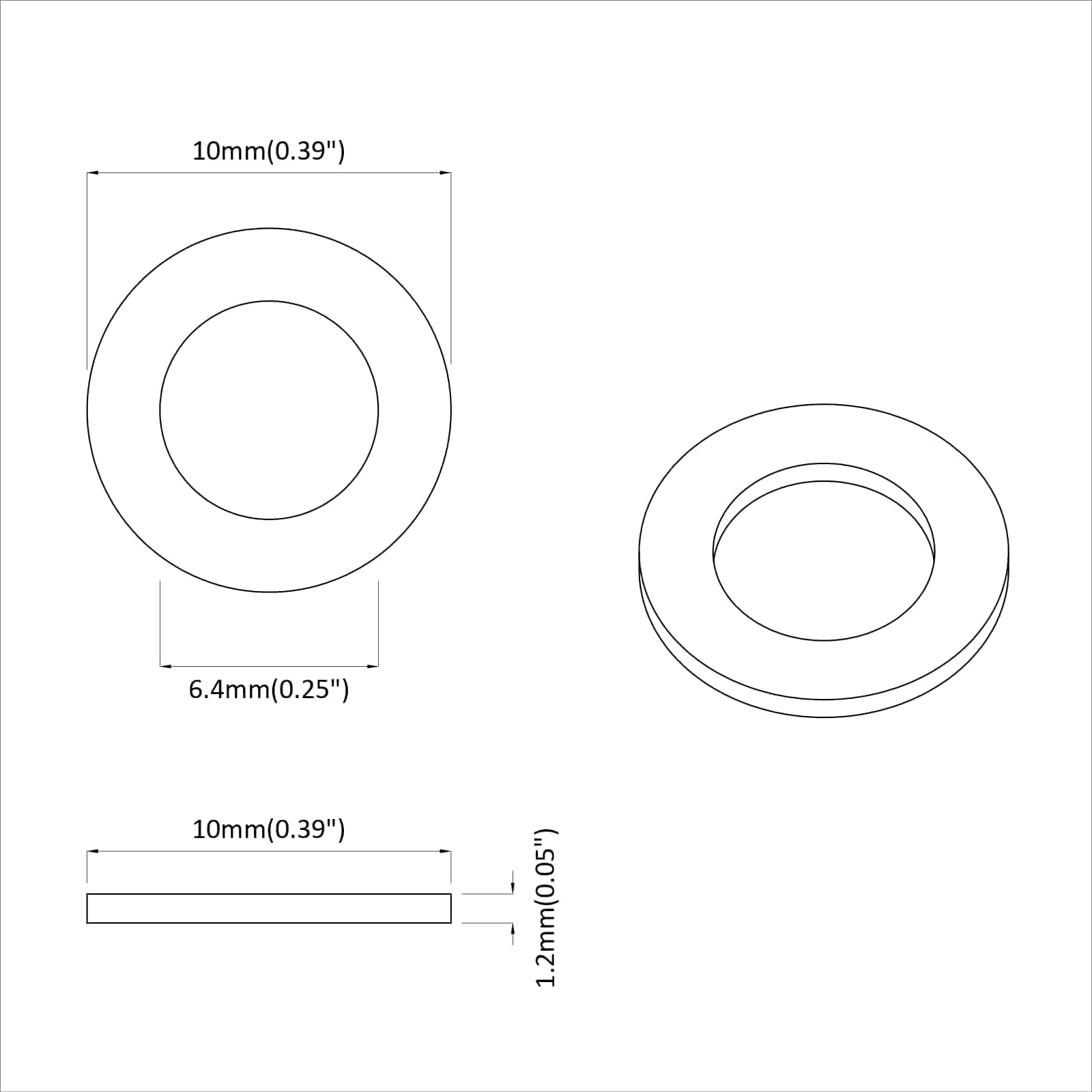Mutterit 2 Pcs Hopea 10 X 10 X 1,2 Mm Teräs
