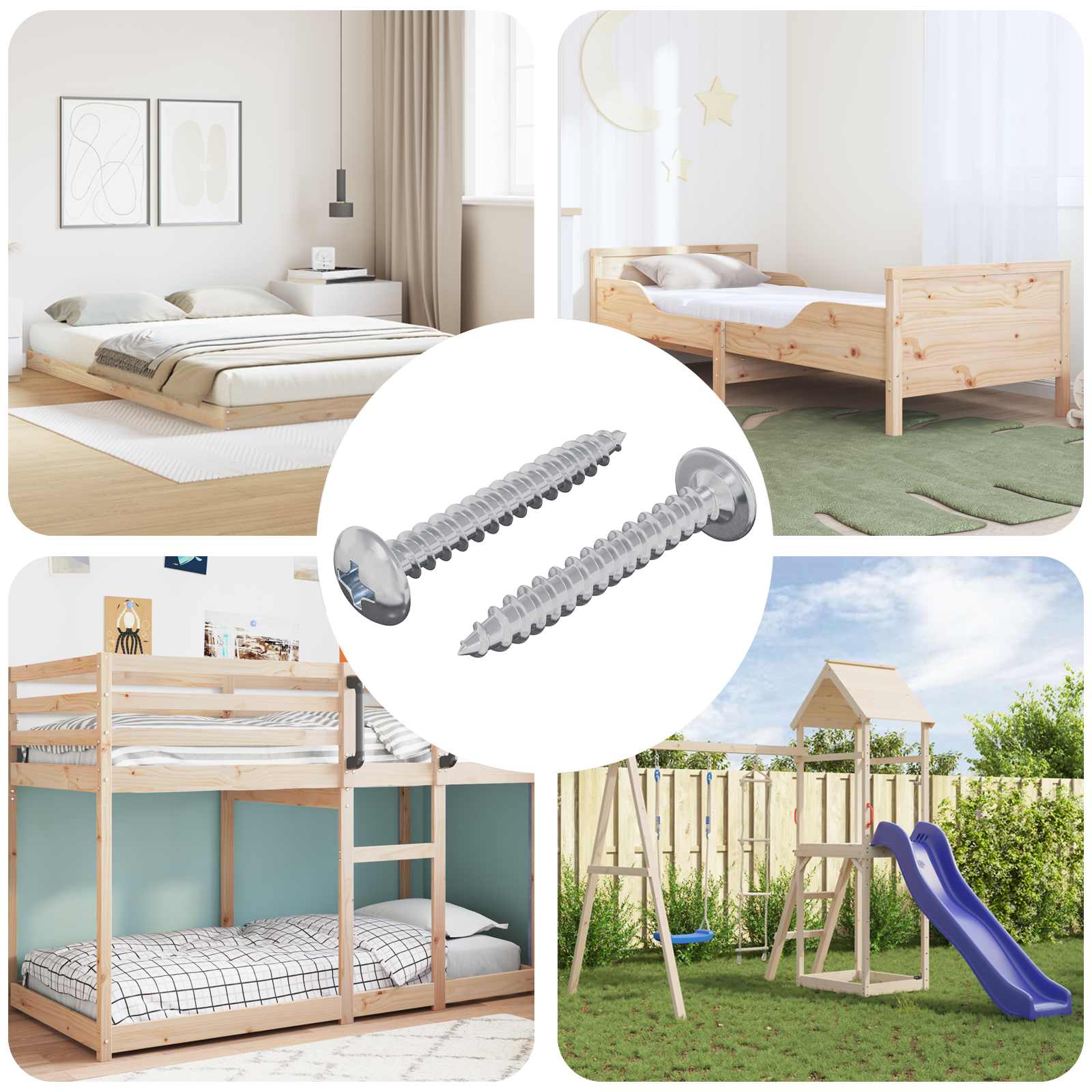Puuruuvit 2 Pcs Hopea M4 X 28 Mm Teräs