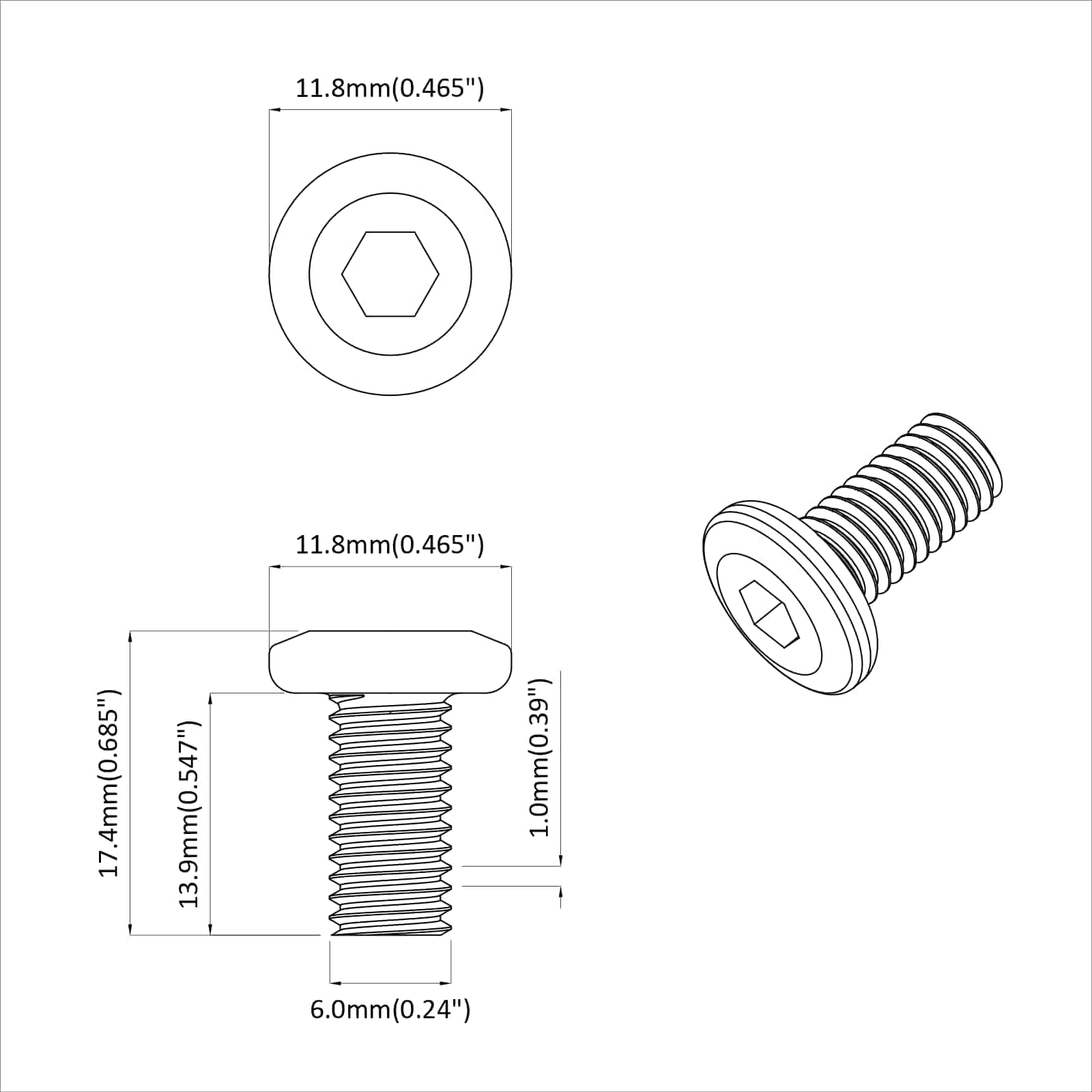 Päätylukitusruuvi 12 Pcs Hopea M6 X 15 Mm Teräs