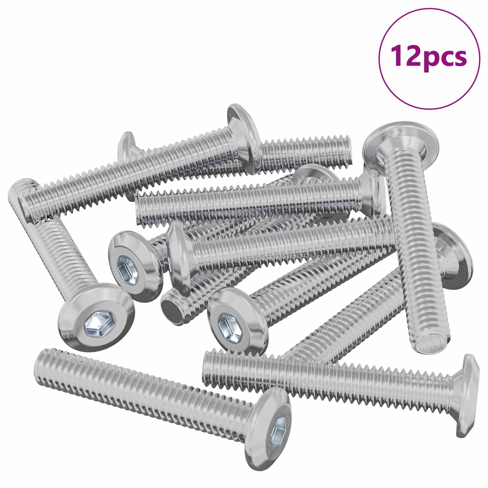 Päätylukitusruuvi 12 Pcs Hopea M6 X 35 Mm Teräs