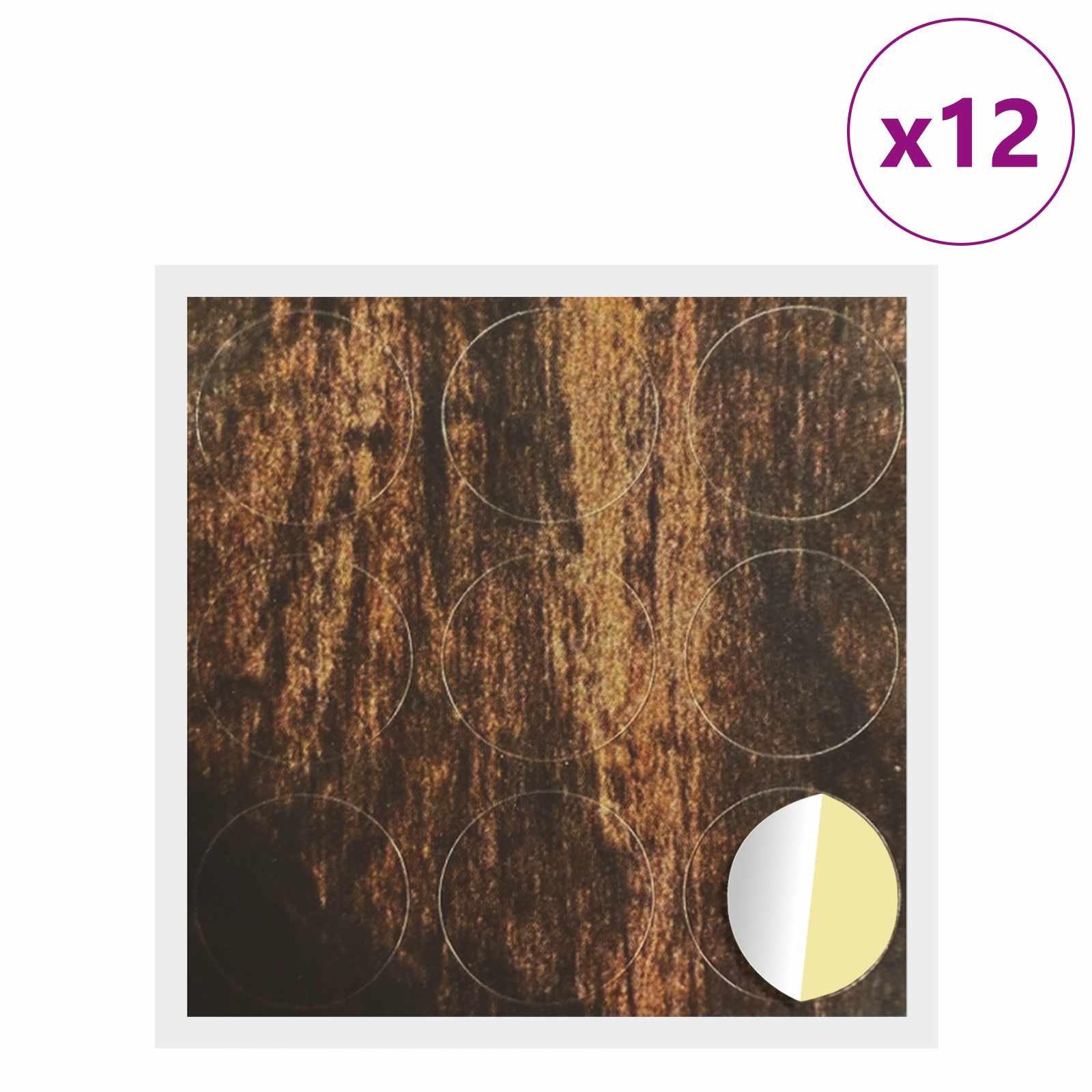 Itsekiinnittyvä Ruuvikansi 12 Pcs Vanha Puu Ø 20 X 0,5 Mm