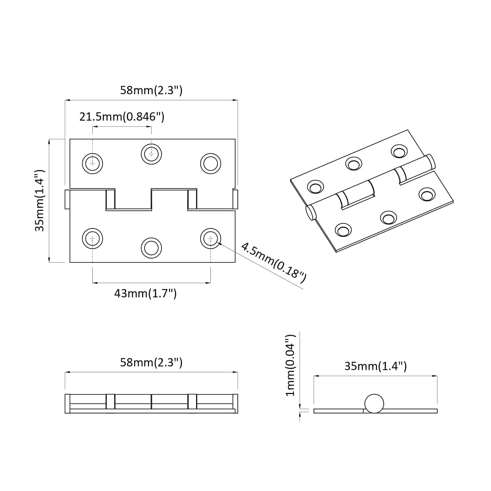 Sarana Yksivärinen 12 Pcs Hopea 58 X 35 X 1 Mm Teräs
