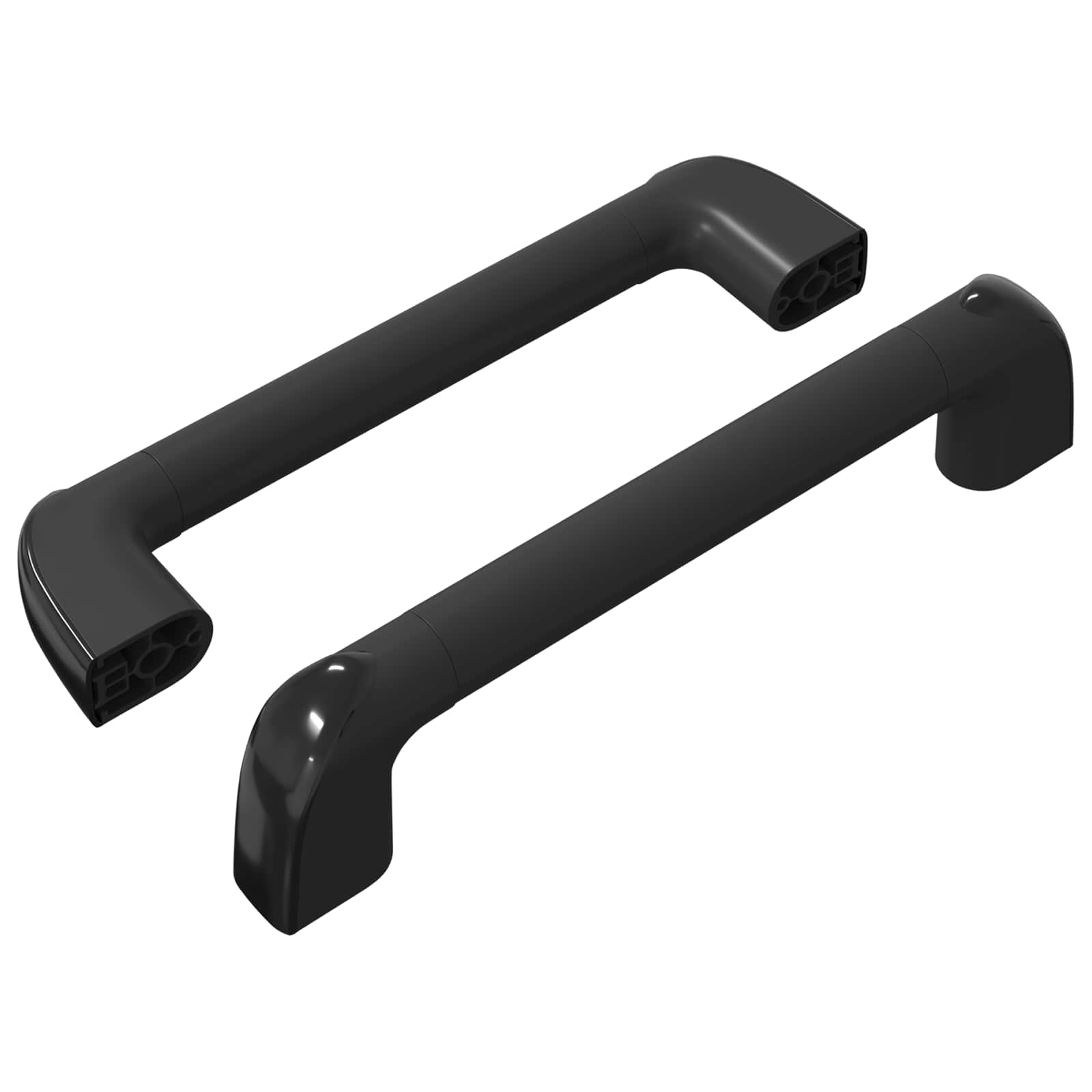 Kahva Yksivärinen 2 Pcs Musta 380 X 34 X 85 Mm Alumiini Ja Pp