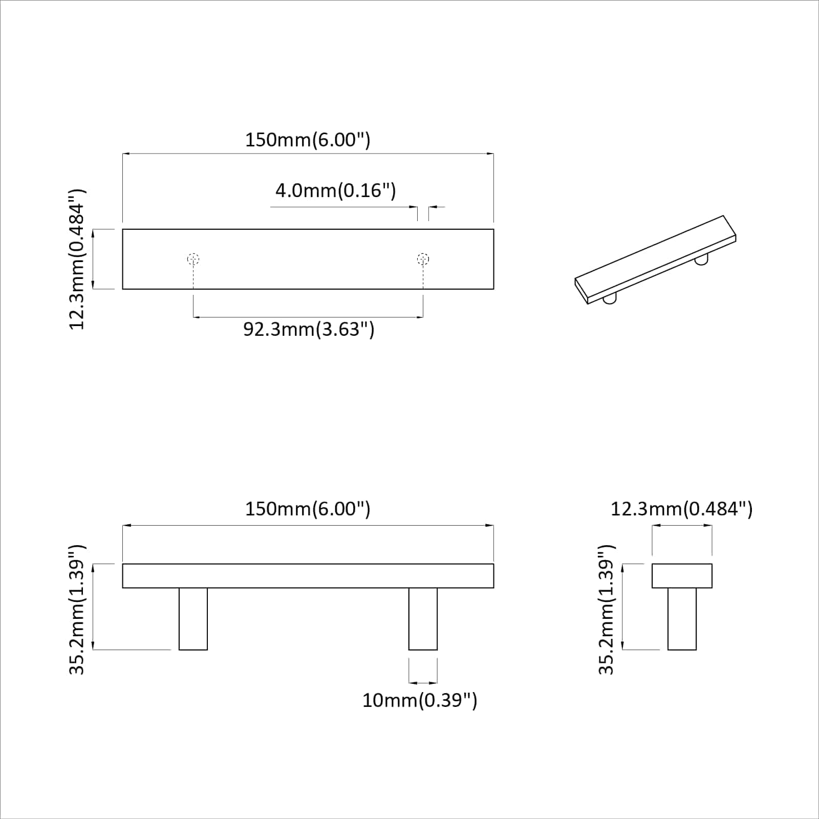 Kaappikahva 12 Pcs Musta 150 X 12,3 X 35,2 Mm Ruostumaton Teräs