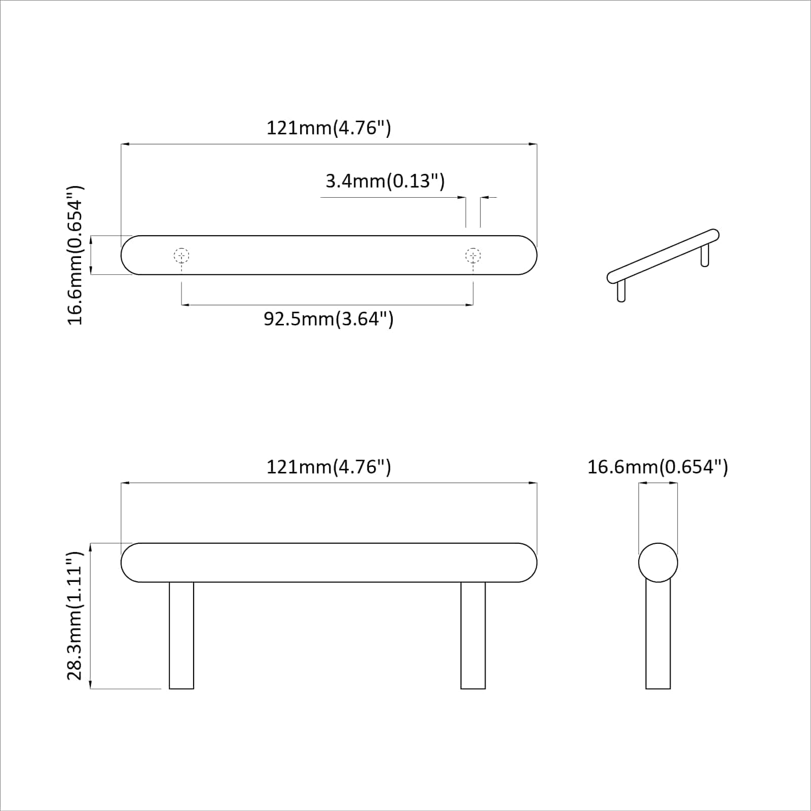 Kaappikahva 2 Pcs Musta 121 X 16.6 X 28.3 Mm Rauta