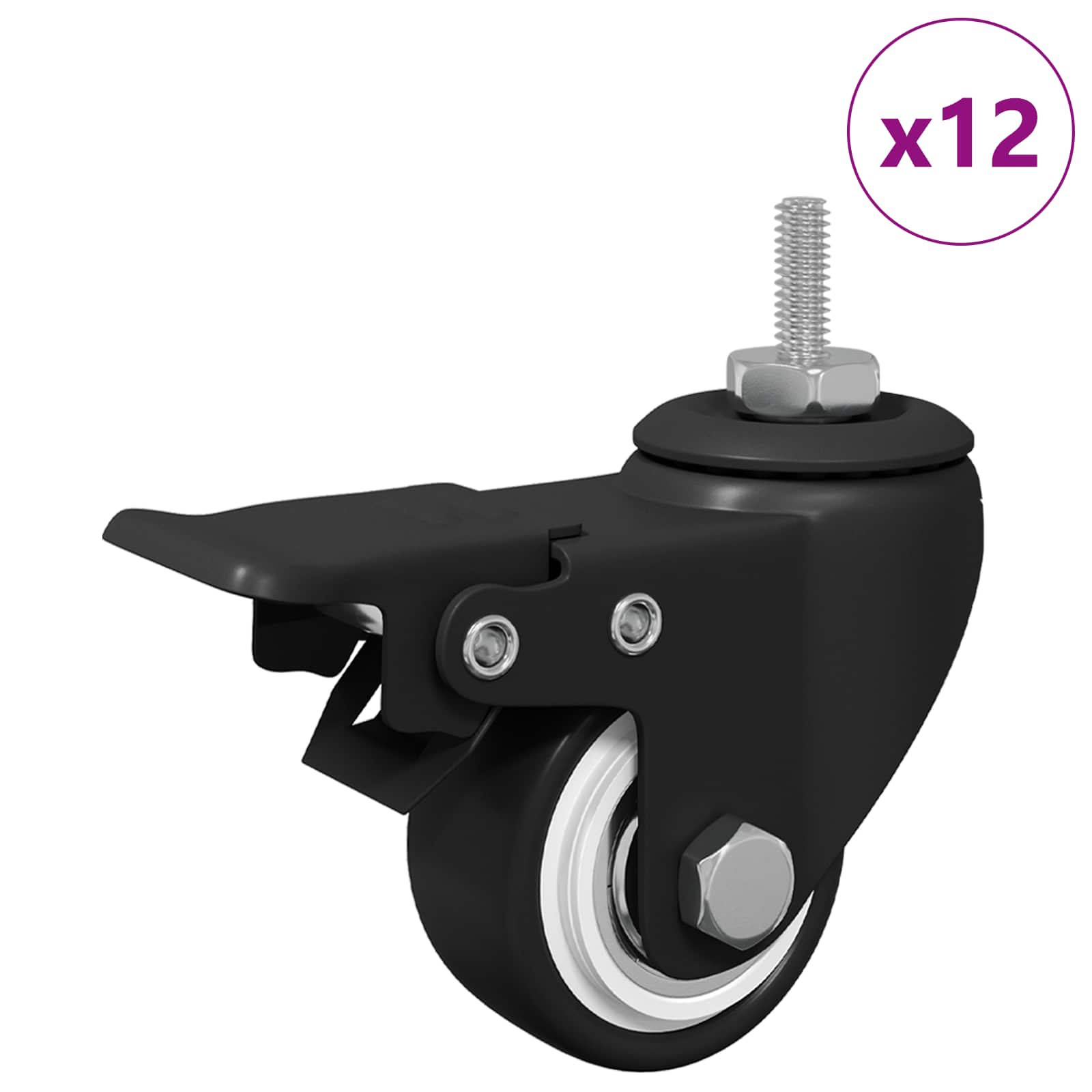 Pyörät 12 Pcs Musta M6 X 37 Mm Rautaa Ja Nailonia