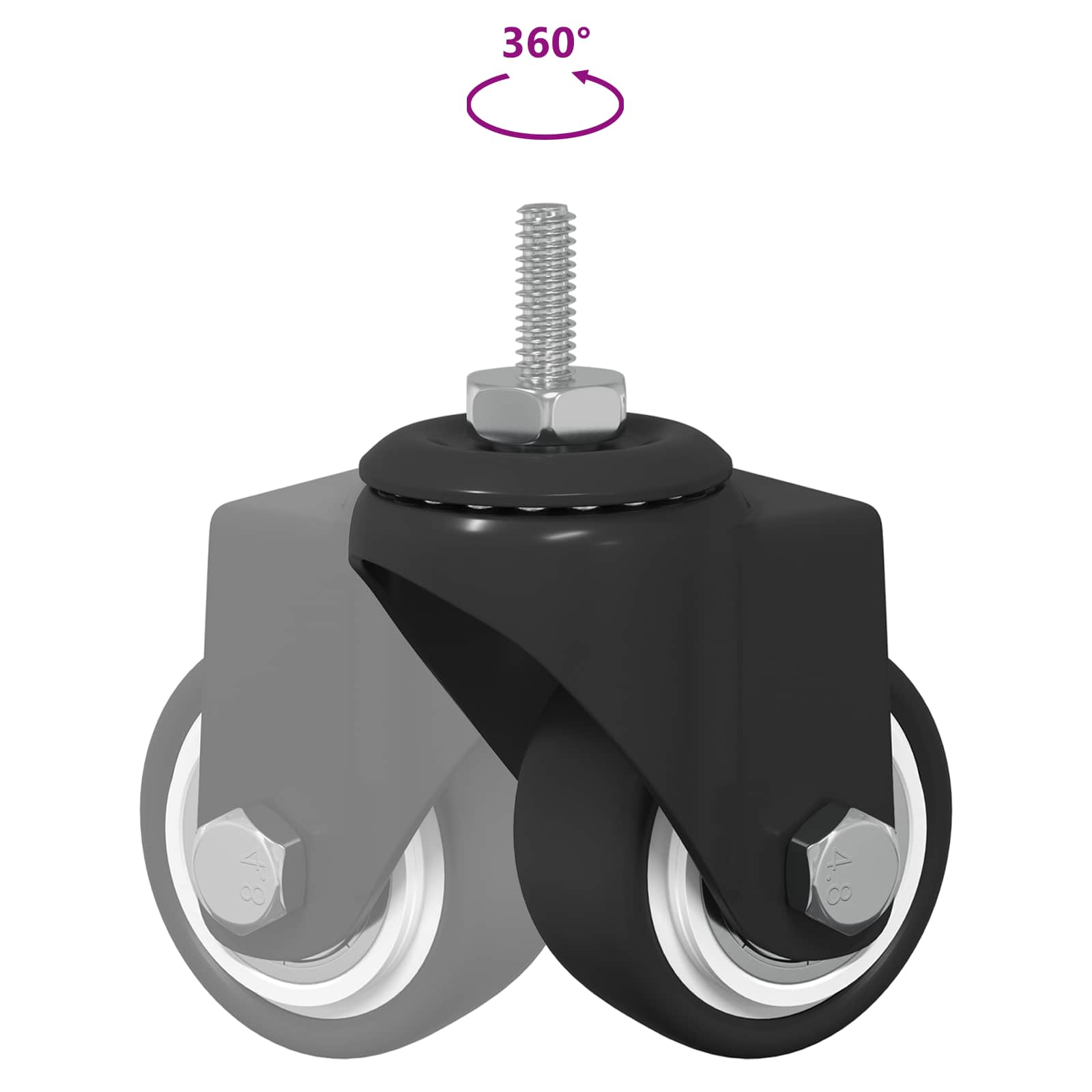 Kääntöpyörä 2 Pcs Musta 40,4 X 40,4 X 19,7 Mm