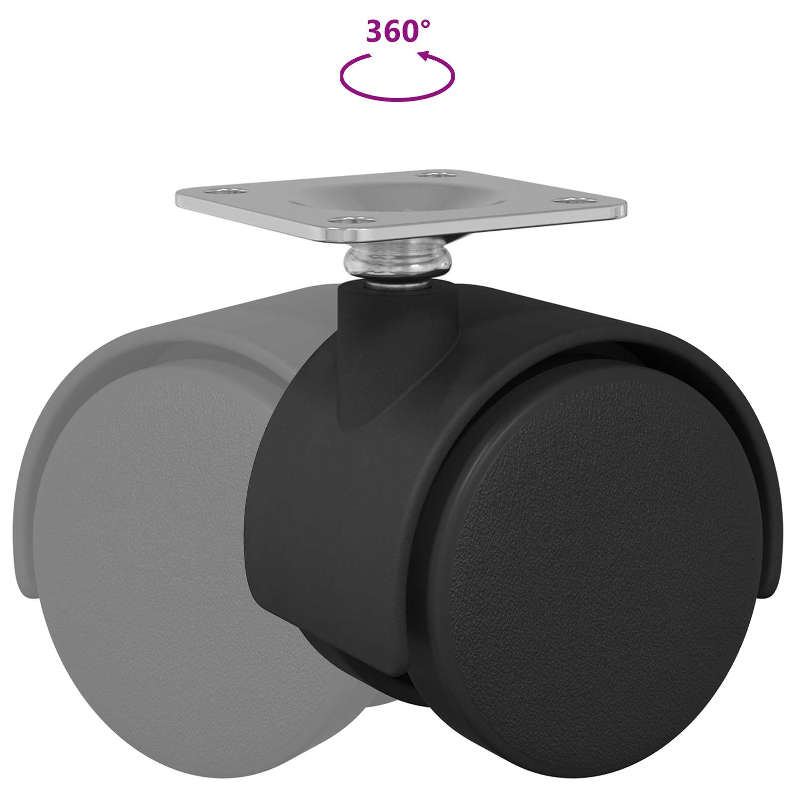 Kääntöpyörä 2 Pcs Musta 39,5 X 39,5 X 37,8 Mm Rauta Ja Pp