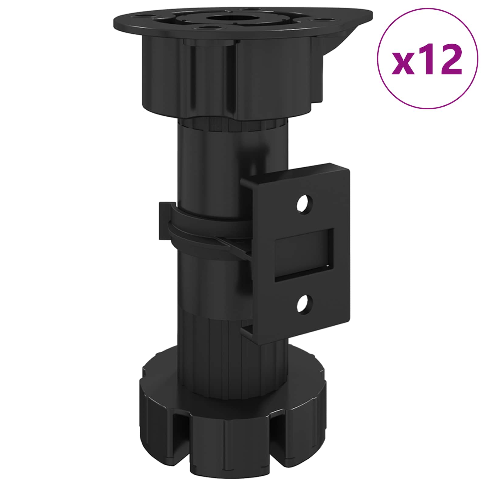 Huonekalujalat Säädettävä 12 Pcs Musta 46 X 46 X 128 Mm Pp