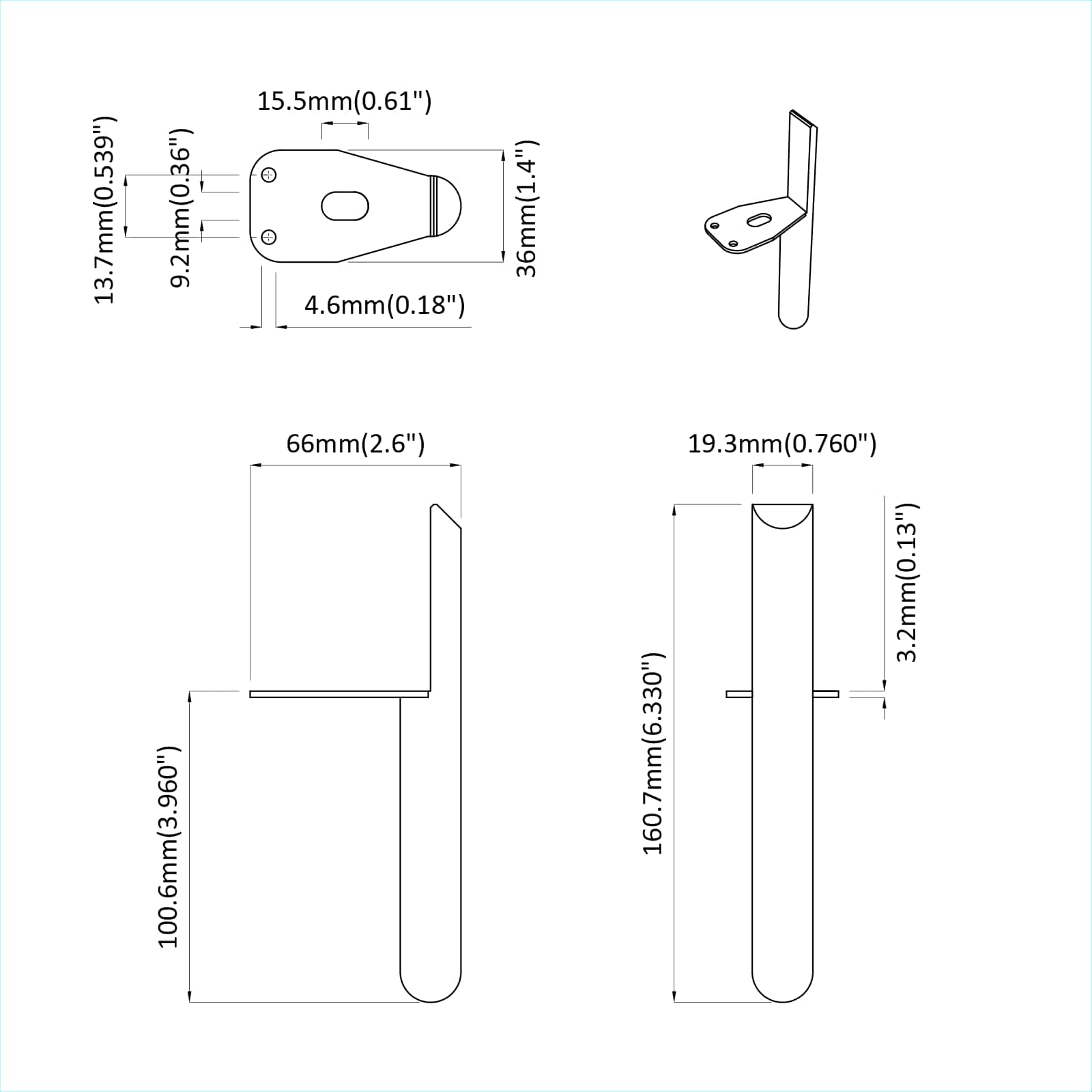 Huonekalujalat 12 Pcs Musta 66 X 36 X 160 Mm Rauta