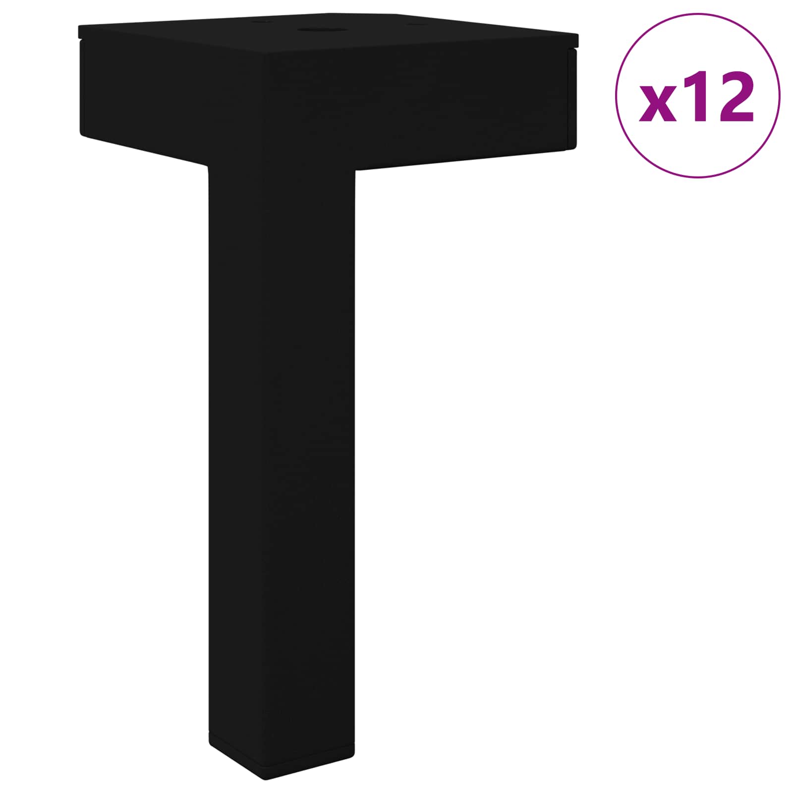 Pystyjalat 12 Pcs Musta 57 X 57 X 100 Mm Rauta
