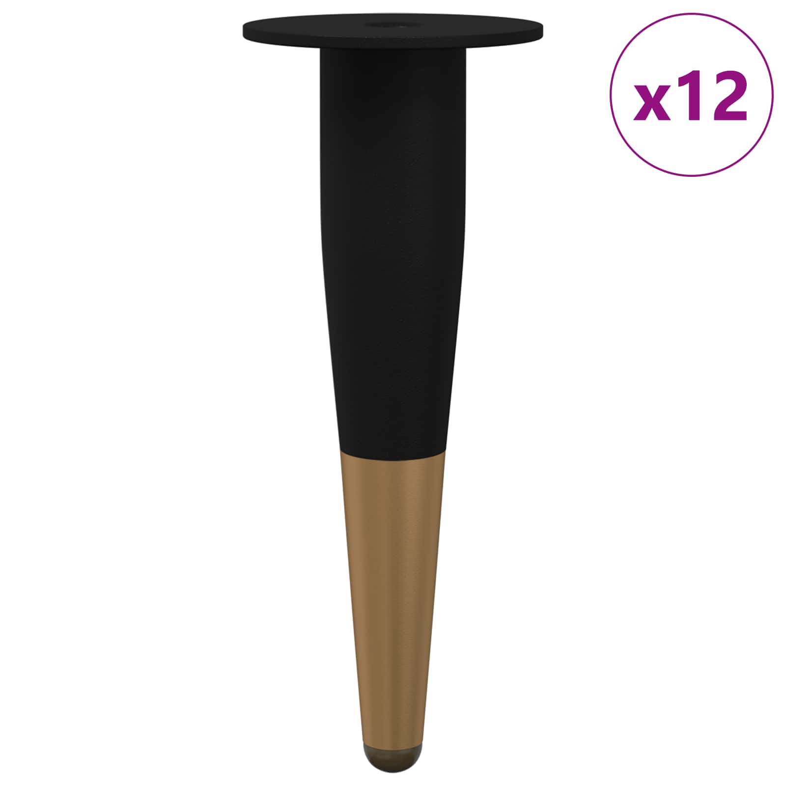Huonekalujalat 12 Pcs Musta Ja Kulta Ø 40 X 98 Mm Rauta