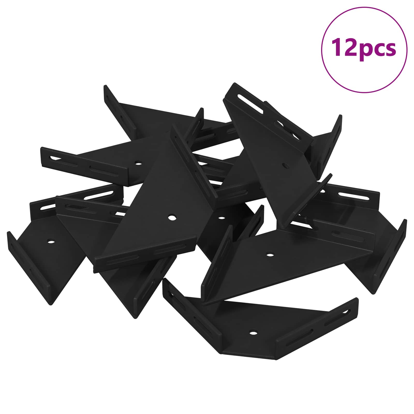Kulma-Tuki 12 Pcs Musta 138,5 X 50,5 X 16 Mm Rauta